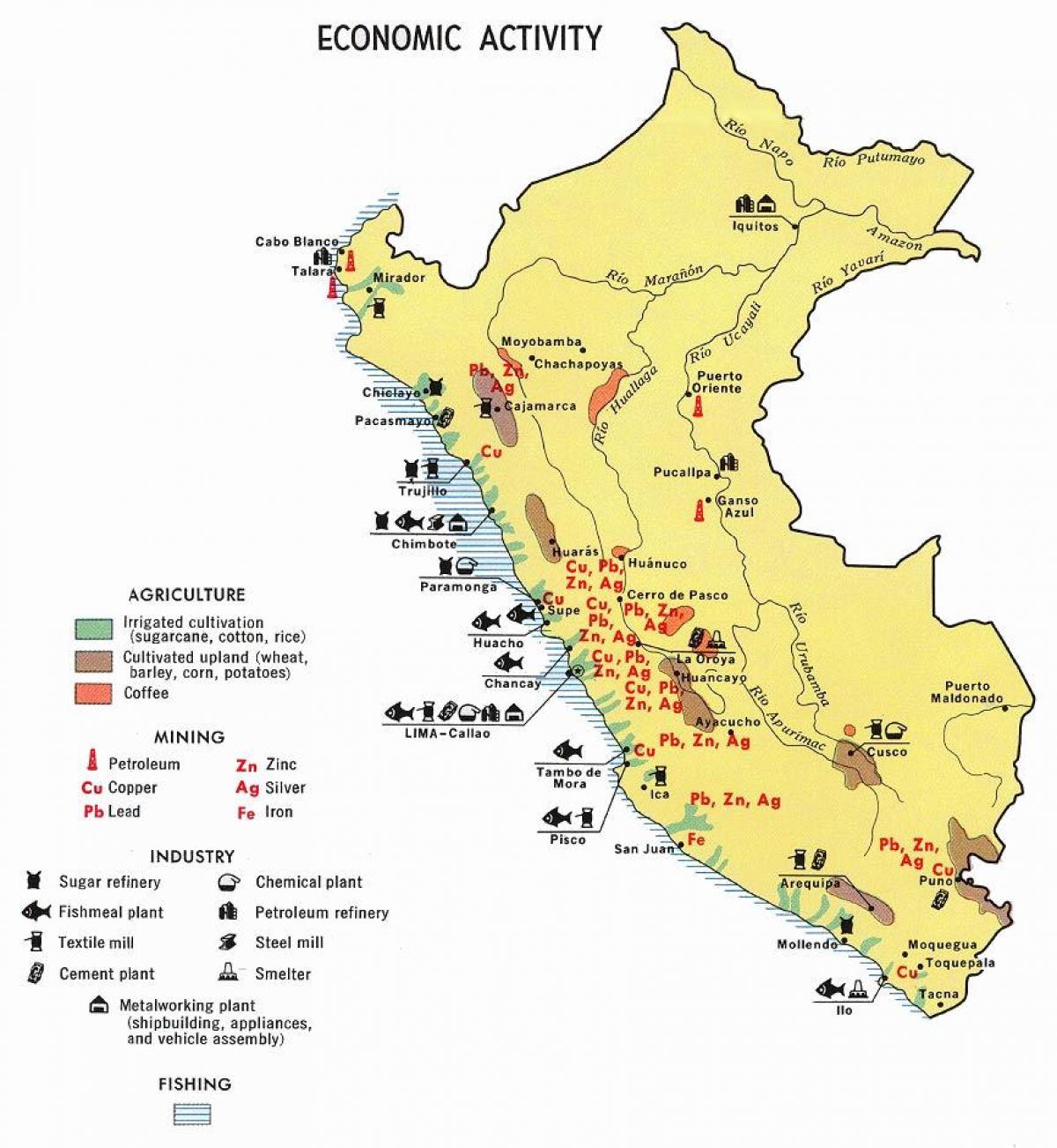 지도 페루의 농업