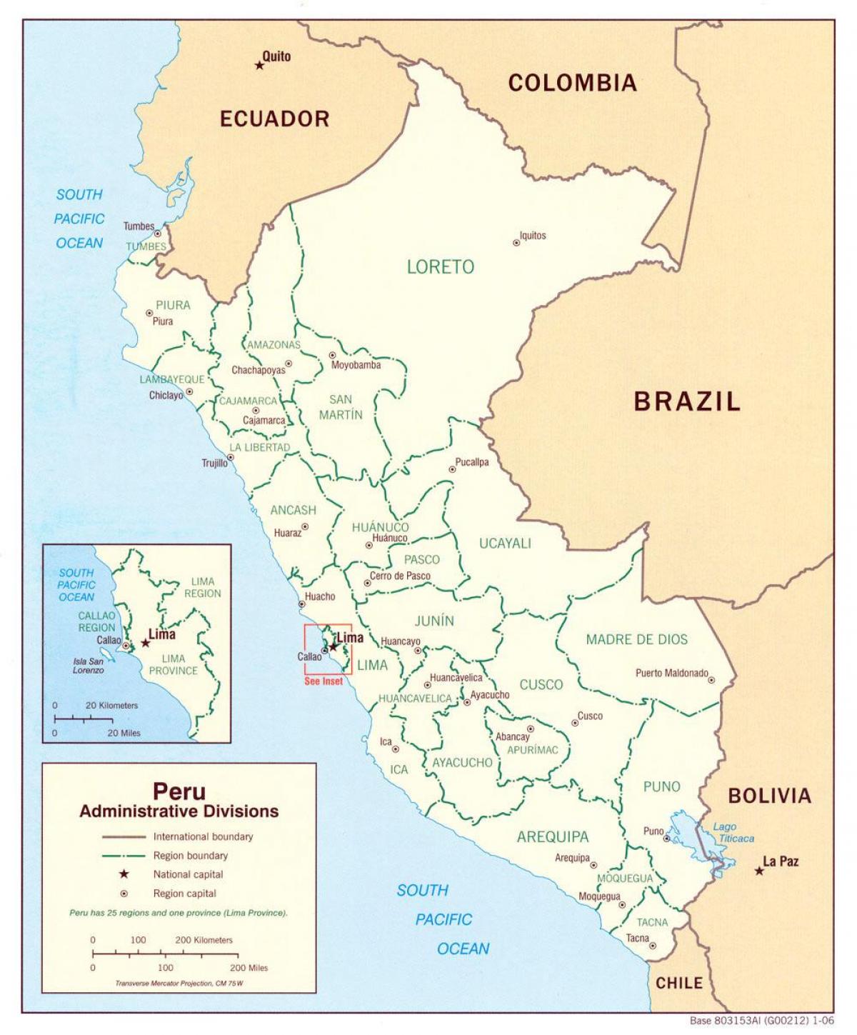 을 보여주는 지도 페루